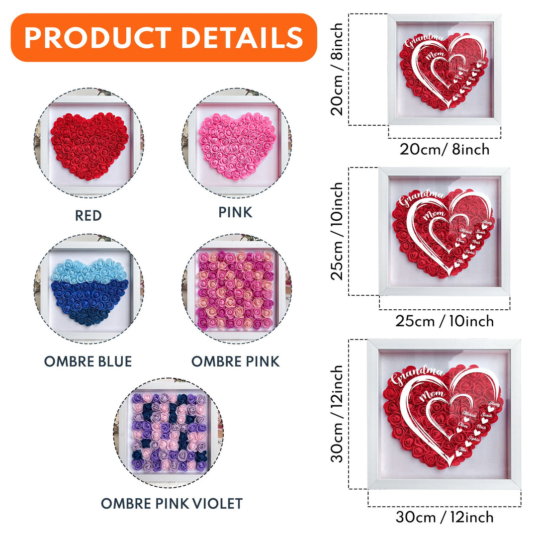 Grandma Hearts Mommy Hearts - Coffret à fleurs personnalisé