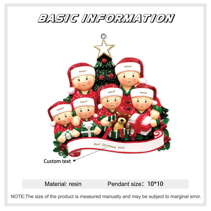 Ornements de Noël Poupée 4 Prénoms et texte