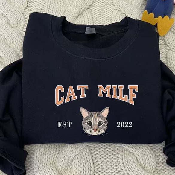 Photo Sweat-shirt brodé chat personnalisé