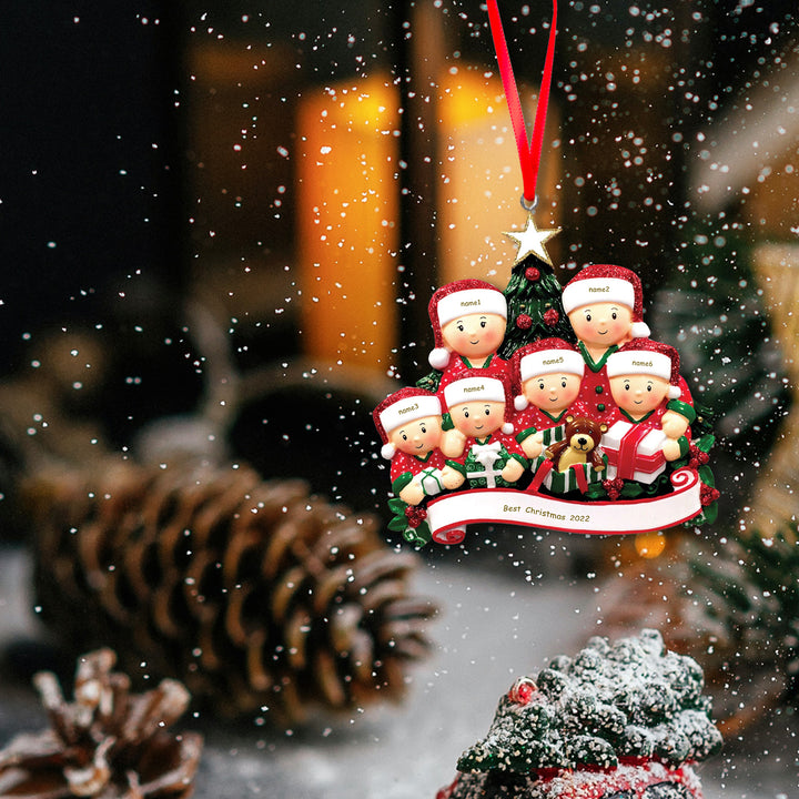 Ornements de Noël Poupée 4 Prénoms et texte