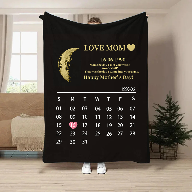 (Avec calendrier) Couverture artistique personnalisée pour maman/PHASE DE LUNE RÉELLE Cadeau de fête des mères