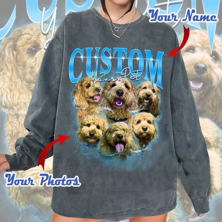 T-shirt vintage avec photo personnalisée pour les amoureux des animaux