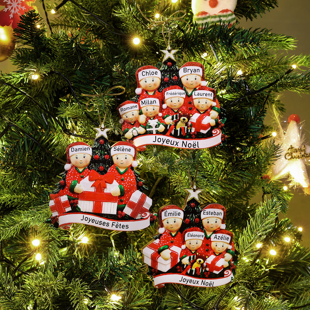 Ornements de Noël Poupée 4 Prénoms et texte
