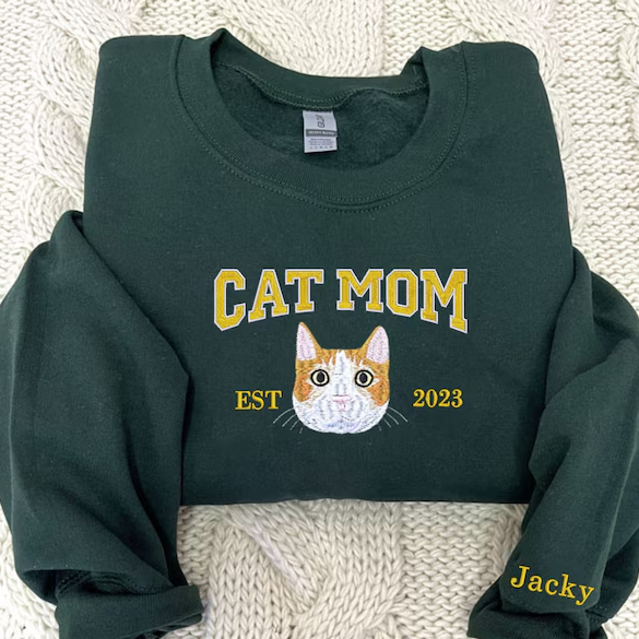 Photo Sweat-shirt brodé chat personnalisé