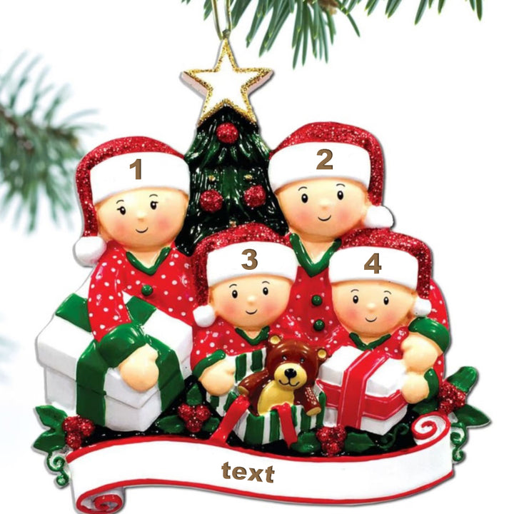 Ornements de Noël Poupée 4 Prénoms et texte