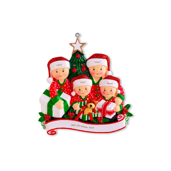 Ornements de Noël Poupée 4 Prénoms et texte