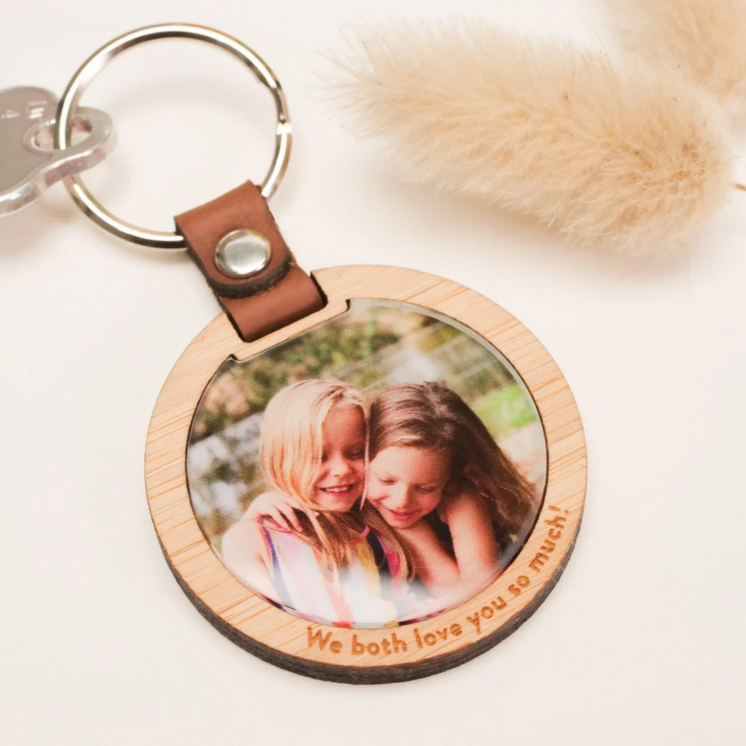 Porte-clés Photo Rond en Bois