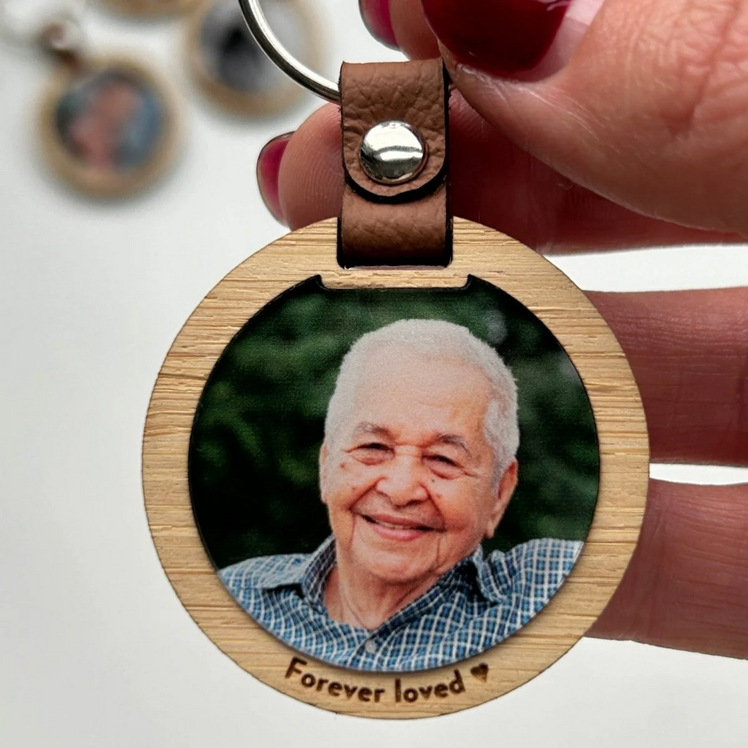 Porte-clés Photo Rond en Bois