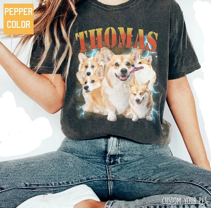 T-shirt vintage avec photo personnalisée pour les amoureux des animaux