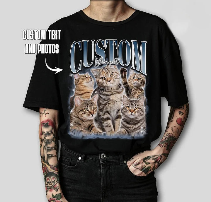 T-shirt vintage avec photo personnalisée pour les amoureux des animaux