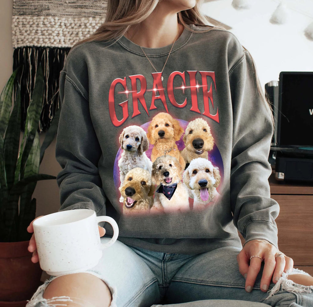 T-shirt vintage avec photo personnalisée pour les amoureux des animaux