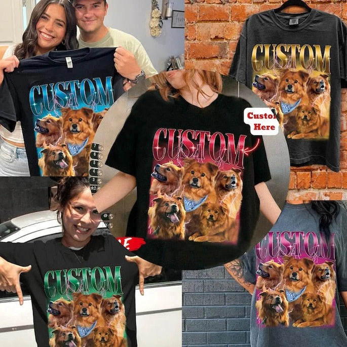T-shirt vintage avec photo personnalisée pour les amoureux des animaux
