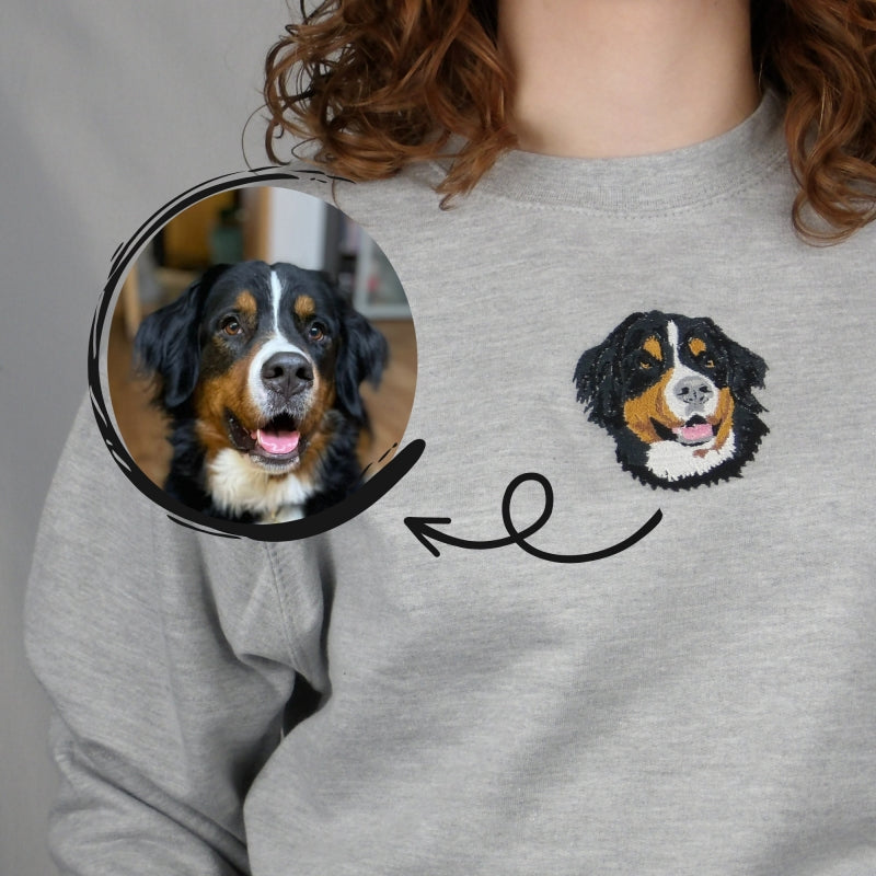 Broderie personnalisée de portrait de chat minimaliste
