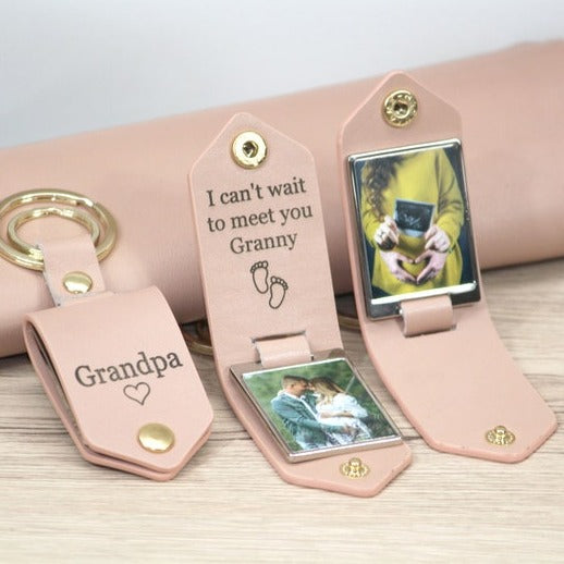 Porte-clés photo en cuir personnalisé