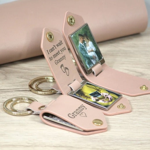 Porte-clés photo en cuir personnalisé