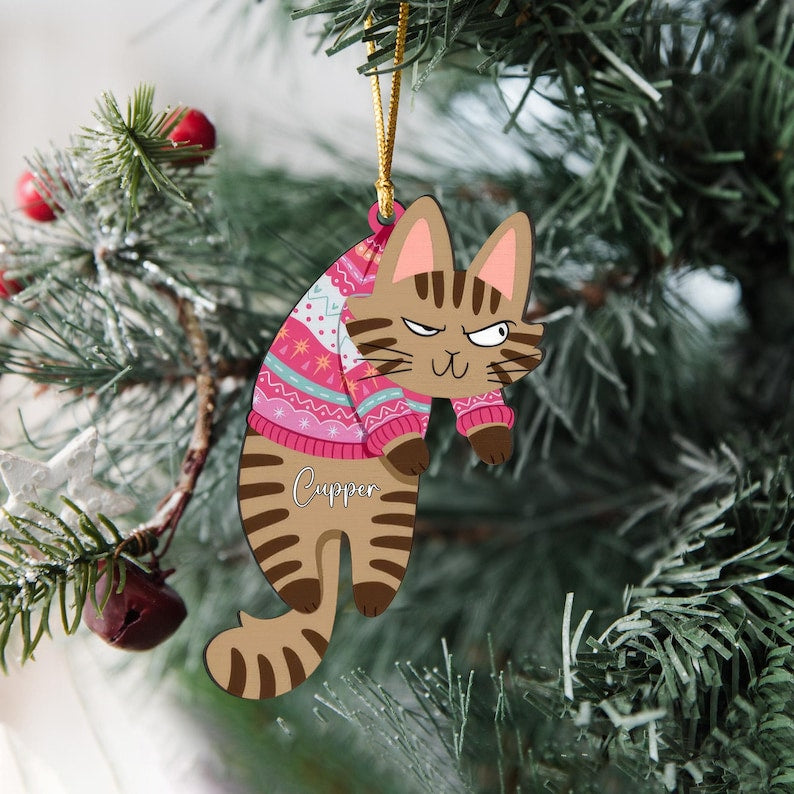 Ornements de chat de Noël personnalisés