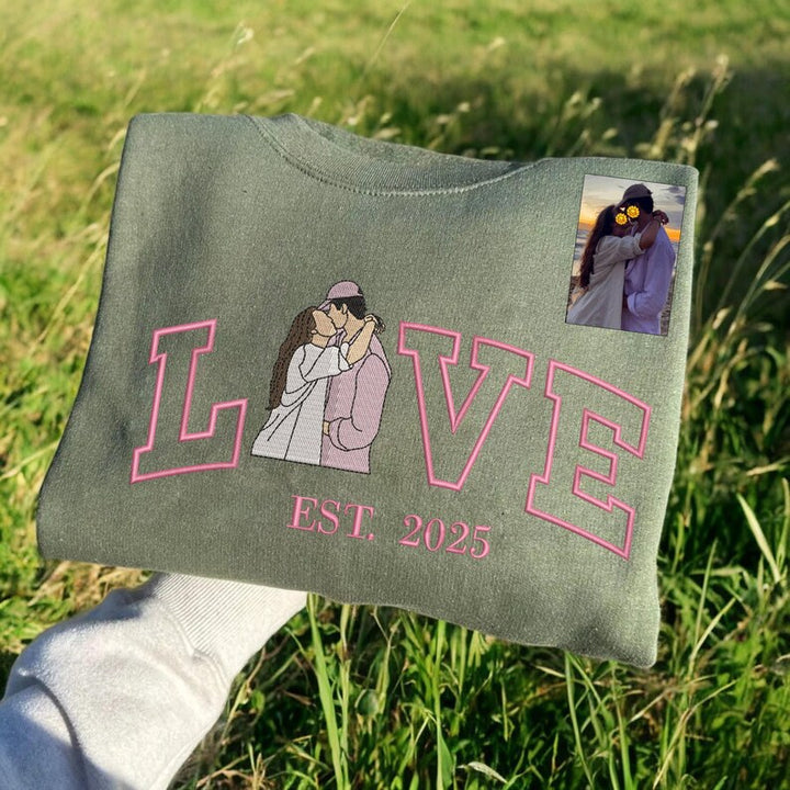 LOVE-sweat-shirt photo portrait brodé personnalisé