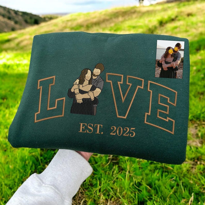 LOVE-sweat-shirt photo portrait brodé personnalisé